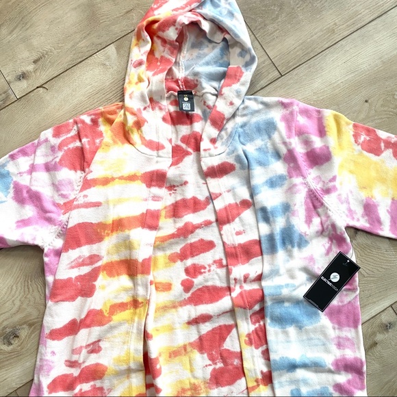 Anthropologie Electric Yoga Tie Dye Cardigan Long Line Duster Hoodie Cover Up 1X - Picture 6 of 8